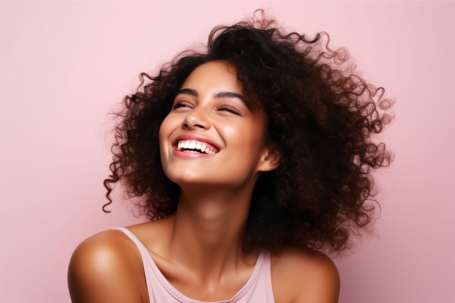Smiling woman showcasing bright, healthy teeth.